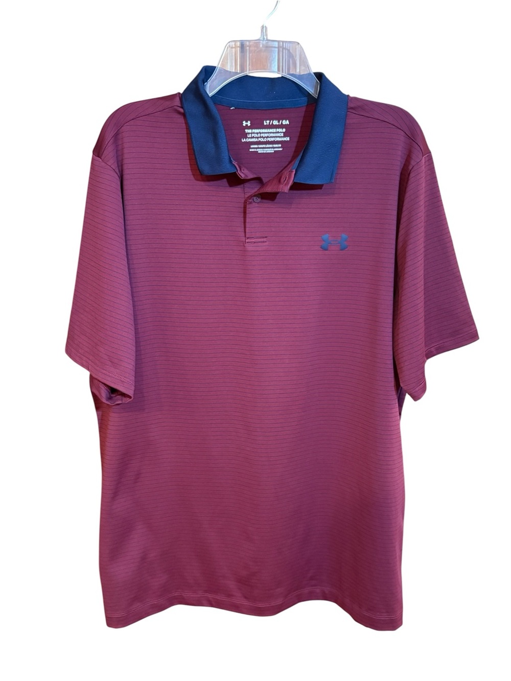 Under Armour Men's Maroon Polo with Navy Collared LT